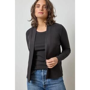 Lilla P Women's Medium Black Classic Cotton Open Front Cardigan Sweater H14-14